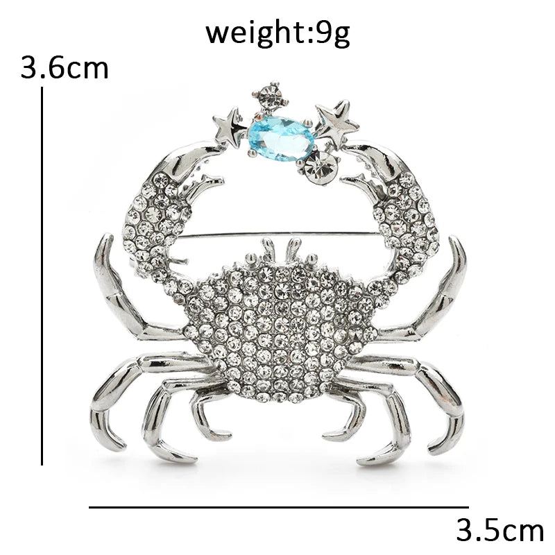 Sparkling Crab with Raised Claws Brooch
