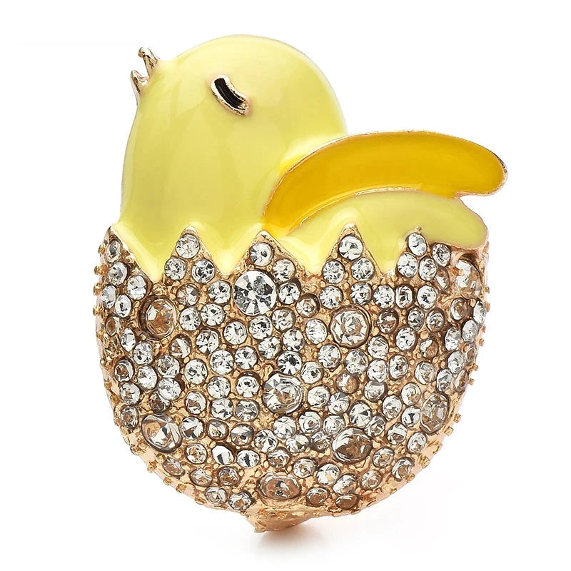 Chick Hatching from Rhinestone Egg Brooch — Hatching Chick