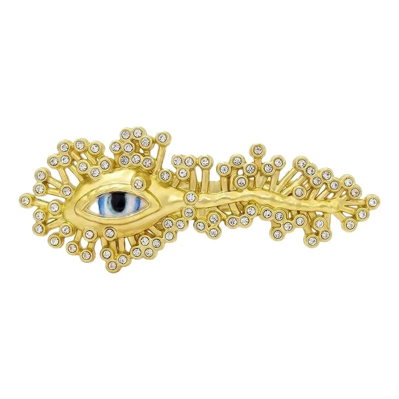 Artistic Eye with Radiating Rhinestones Brooch original white background product photo
