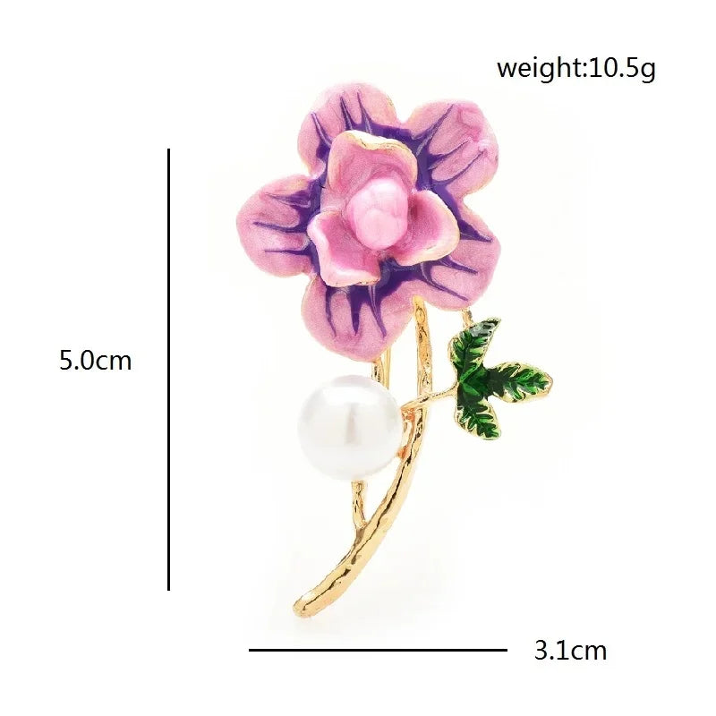 Enamel Botanical and Animal Motif Brooch