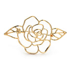 Openwork Rose with Two Leaves Brooch original white background product photo