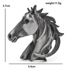 Sculptural Horse Head with Green Eye Brooch — dimensions
