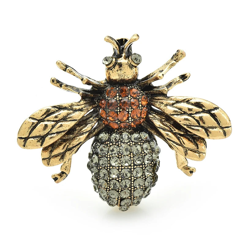 Vintage Rhinestone Bee Brooch