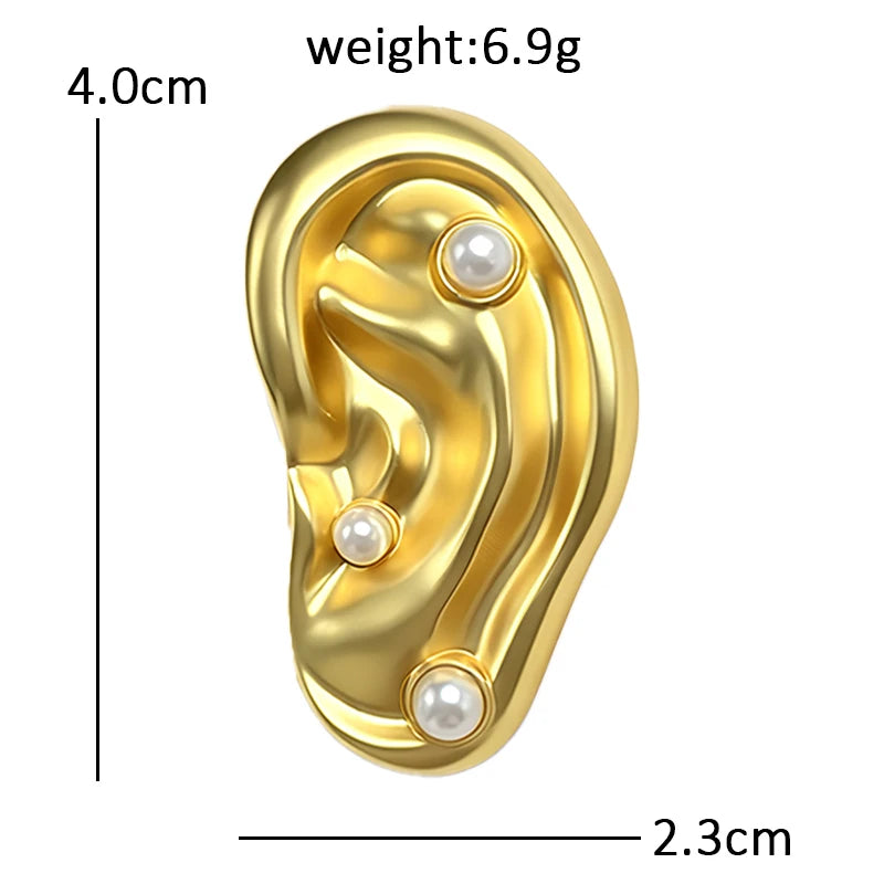 Surreal Ear with Pearl-Look Accents Brooch