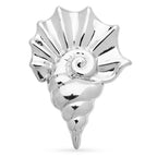 Polished Ridged Conch Shell Brooch — Silver