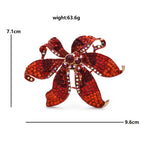 Large Rhinestone Flower with Curved Petals Brooch dimensions and weight