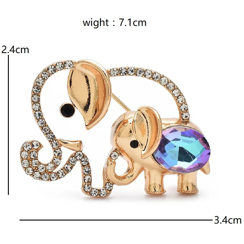Mother and Baby Elephant Duo Brooch