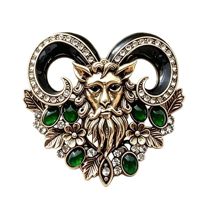Vintage Floral Ram Head Brooch original white background product photo
