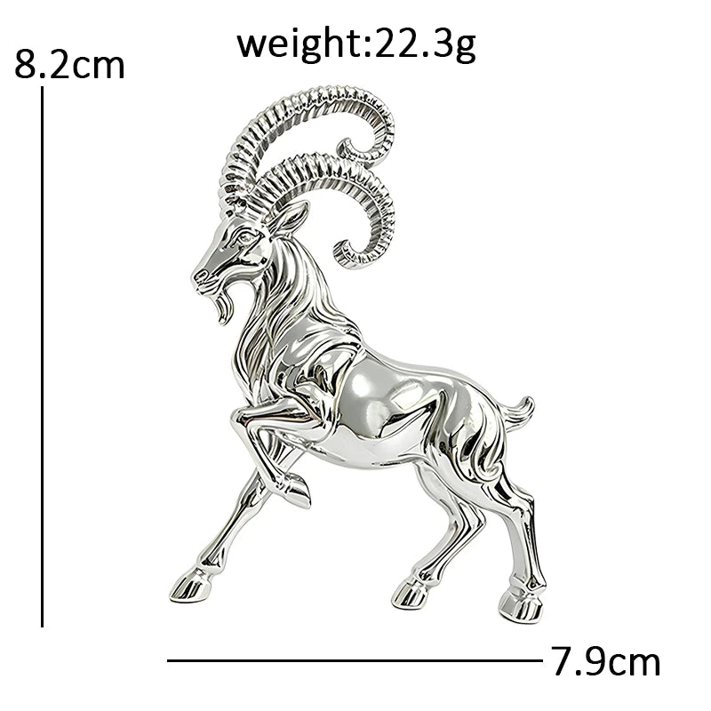 Sculptural Goat with Sweeping Horns Brooch