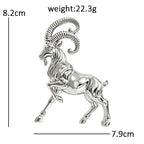 Sculptural Goat with Sweeping Horns Brooch