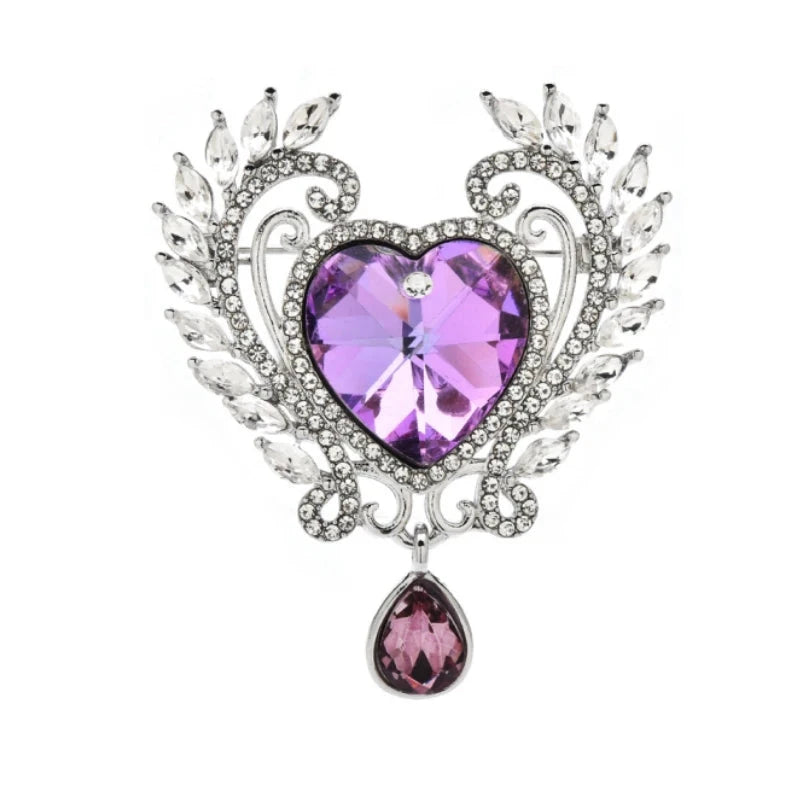 Faceted Heart with Laurel Frame and Drop Brooch product variant photo