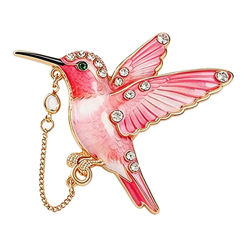 Hummingbird with a Delicate Draped Chain Brooch original white background product photo