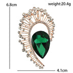 Faceted Teardrop with Baguette Halo Brooch — dimensions