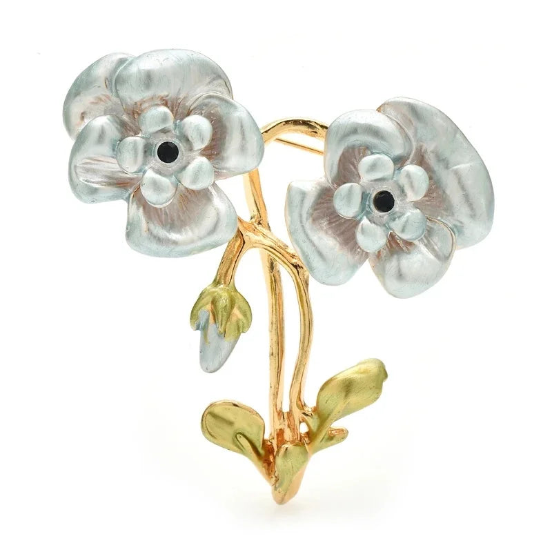 Enamel Botanical and Animal Motif Brooch