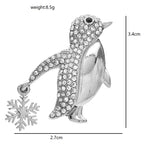 Rhinestone Penguin with Dangling Snowflake Brooch dimensions and weight