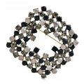Openwork Rhinestone Square Brooch — Black