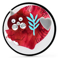 Articulated Acrylic Cat Circle Brooch — Red