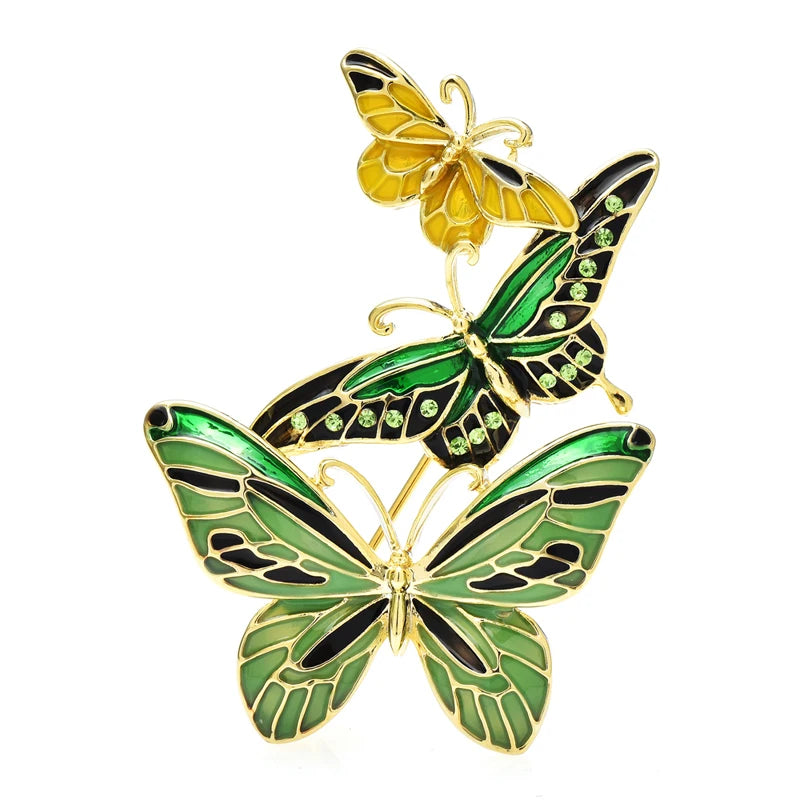 Enamel Butterfly Trio Brooch