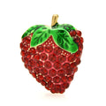 Red Rhinestone Strawberry Brooch