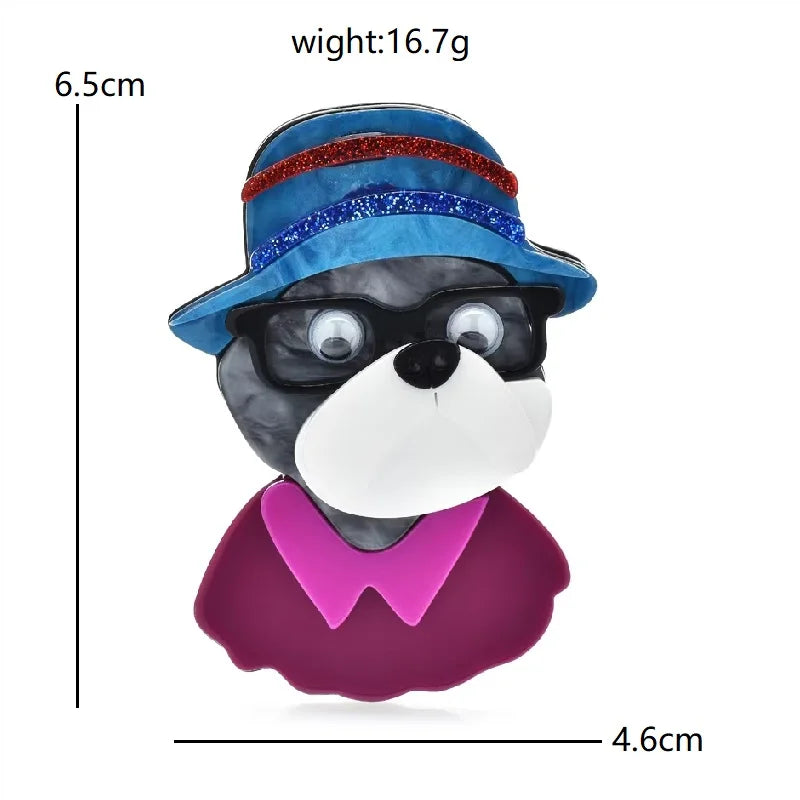 Layered Acrylic Character and Animal Brooch