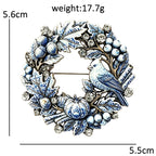 Cardinal and Harvest Wreath Brooch