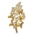 Pearlescent Flower Spray Brooch — Gold