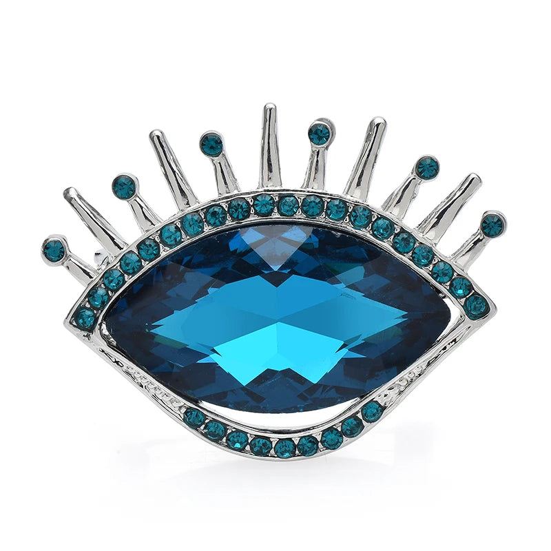Faceted Crystal Eye Brooch