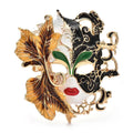 Enamel Art Face with Leaf Details Brooch — Black & White