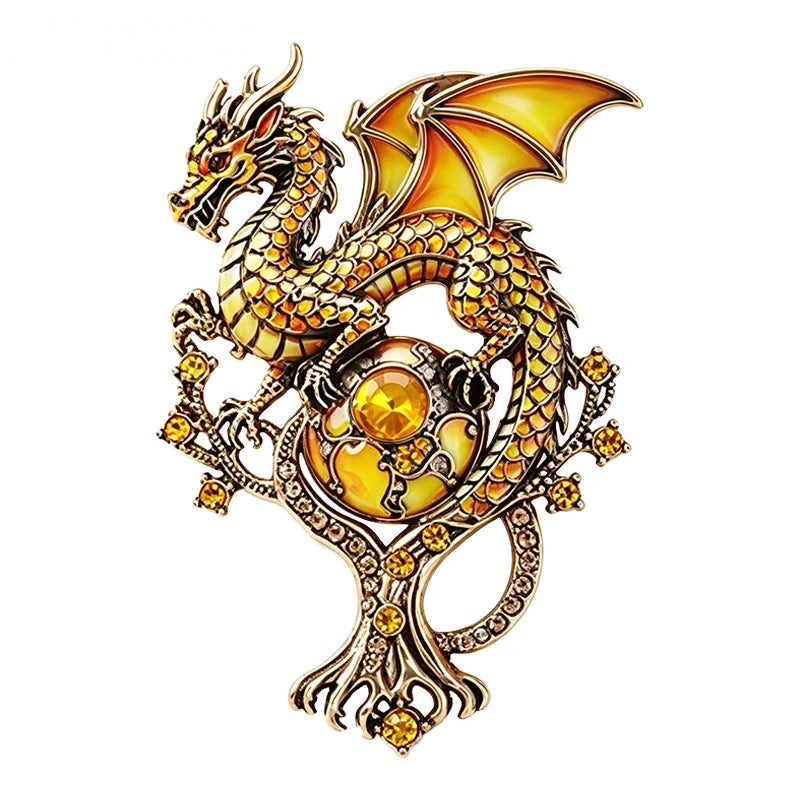 Vintage Winged Dragon with Jewel Brooch