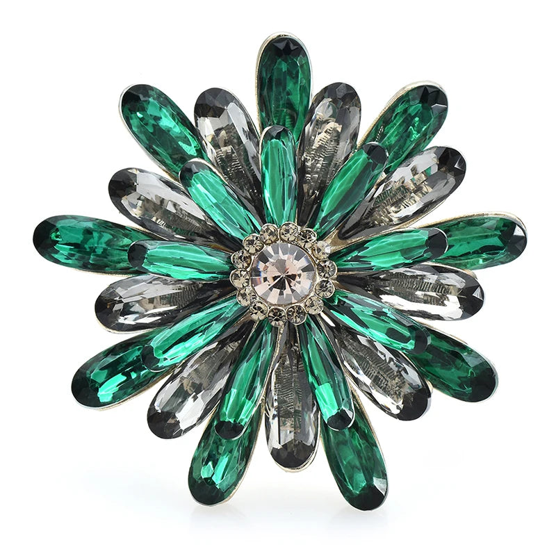 Layered Jeweled Daisy Brooch