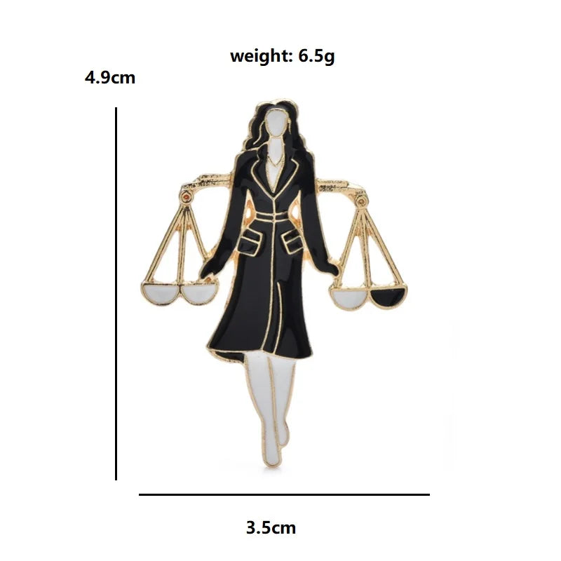 Libra Zodiac Lady with Scales Brooch — dimensions