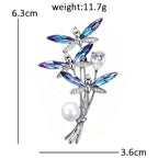 Dragonfly Trio with Pearl-Look Accent Brooch