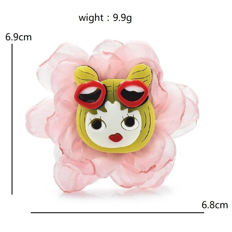 Layered Acrylic Character and Animal Brooch