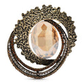 Vintage-Style Faceted Oval with Layered Frame Brooch — Champagne