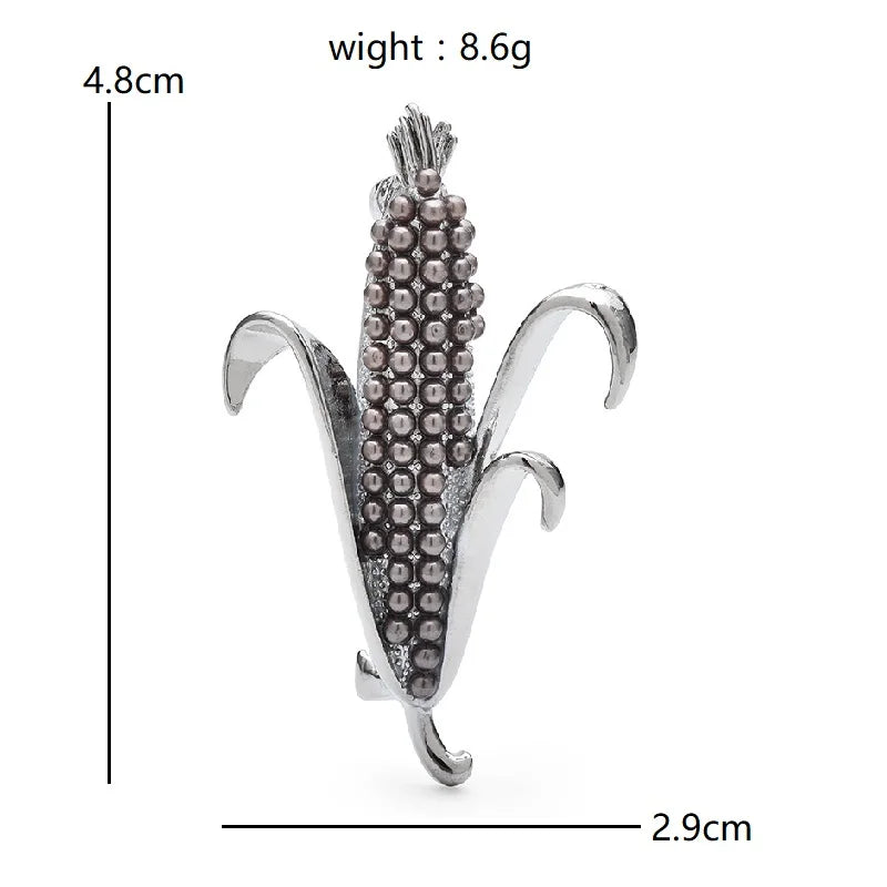 Pearl-Look Corn Cob Brooch — dimensions