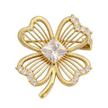 Openwork Four Leaf Clover Faceted Brooch original white background product photo
