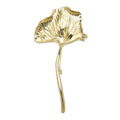 Textured Ginkgo Leaf on a Stem Brooch original white background product photo