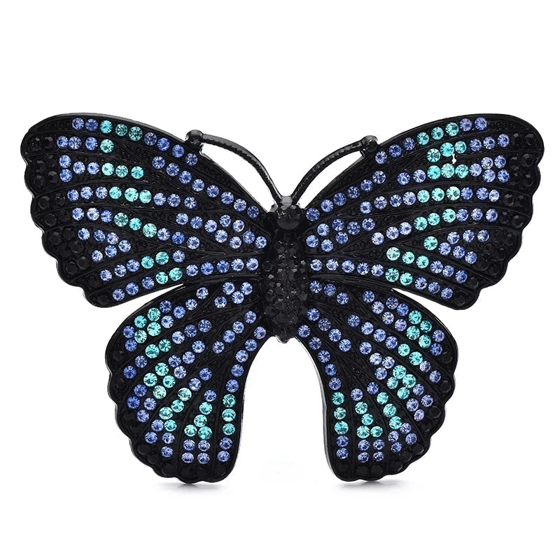 Sparkling Rhinestone Butterfly Brooch — Blue & Green