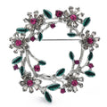 Colorful Floral Wreath Brooch — Silver