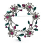 Colorful Floral Wreath Brooch — Silver