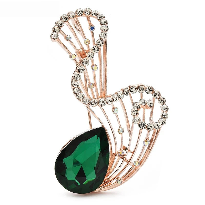 Looped Rhinestone Frame with Faceted Teardrop Brooch product variant photo