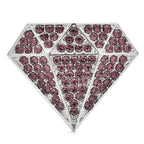 Rhinestone Diamond Silhouette Brooch — Silver & Purple