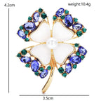 White Clover Leaf with Jeweled Border Brooch — dimensions