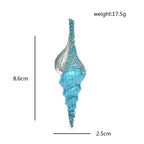Long Enamel Conch Shell with Rhinestones Brooch — dimensions