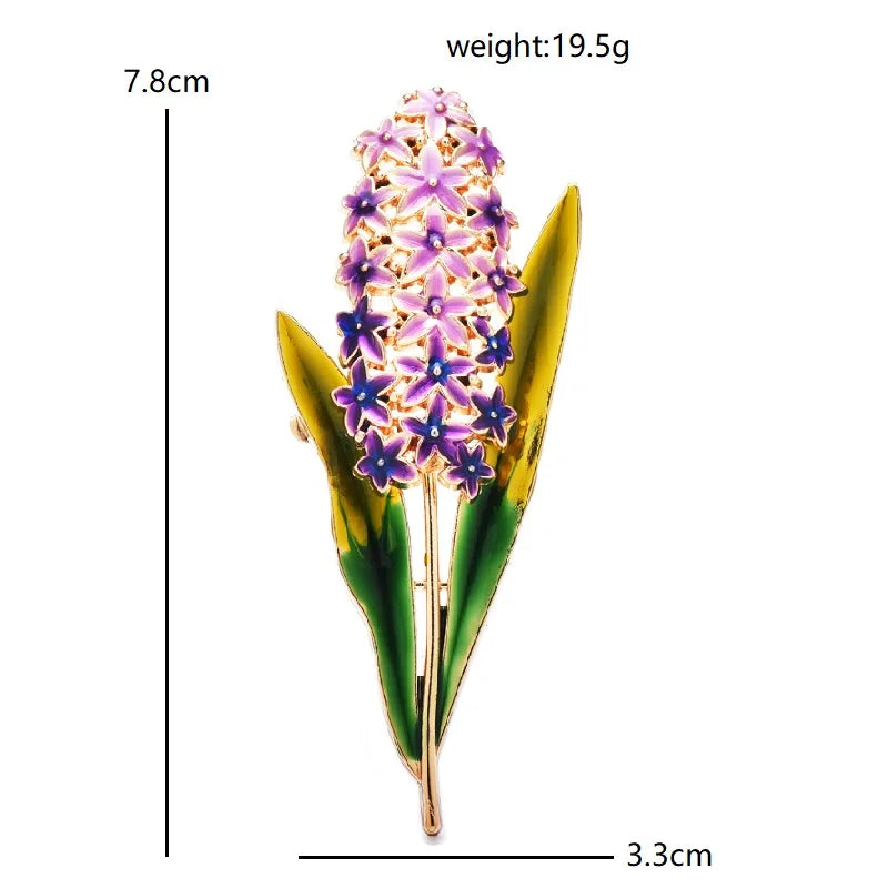Enamel Lavender Flower Sprig Brooch — dimensions