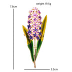 Enamel Lavender Flower Sprig Brooch — dimensions