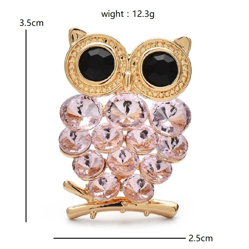 Jeweled Owl with Round Eyes Brooch — dimensions