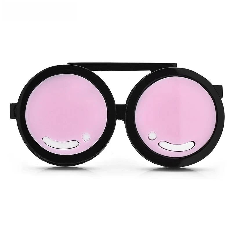 Acrylic Round Sunglasses Brooch — Pink
