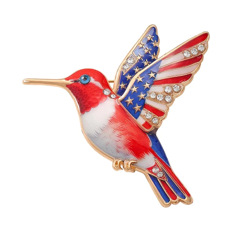 Patterned Hummingbird in Flight Brooch original white background product photo