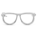 Polished Eyeglasses Frame Brooch — Silver